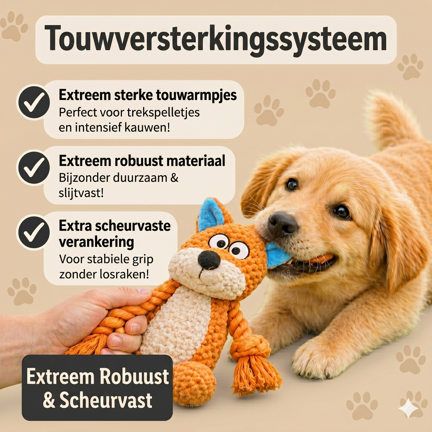 SpeelTrek™ KnuffelTouw – Het Ultieme Speelmaatje voor Jouw Hond